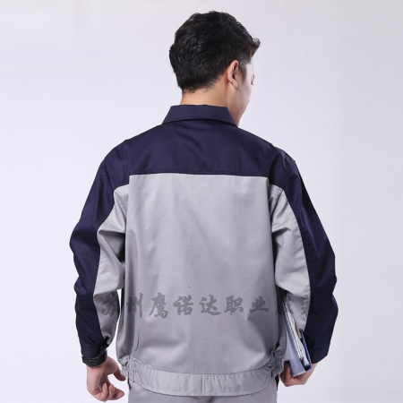 深藍(lán)配淺灰滌棉紗卡電力防護(hù)服AC079-DG